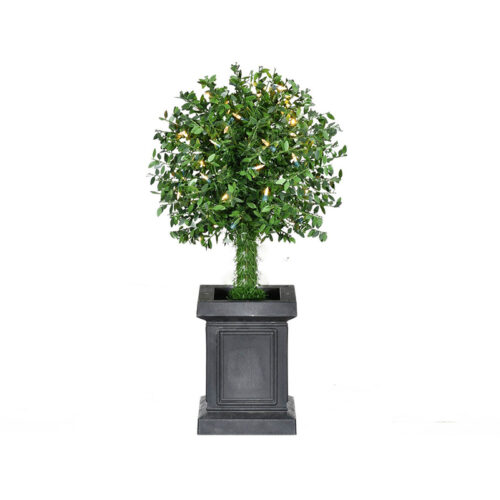 Fraser Hill Farm 2' Potted Boxwood Topiary Ball - Battery Operated Warm White LED Lights