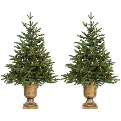 Fraser Hill Farm 3' Potted Noble Fir Christmas Tree Set - Clear LED Lights