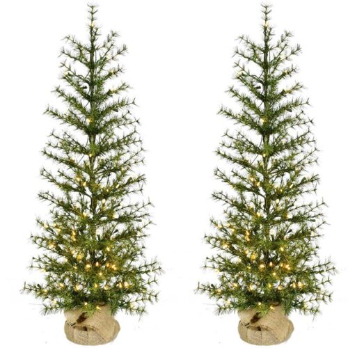 Fraser Hill Farm 4' Farmhouse Fir Christmas Tree Set - Warm White LED Lights