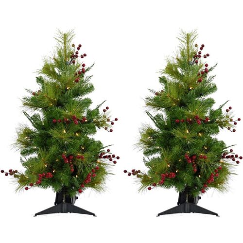Fraser Hill Farm 4' Newberry Pine Christmas Tree Set - Clear LED Lights