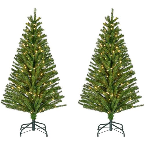 Fraser Hill Farm 5' Downswept Farmhouse Fir Christmas Tree Set - Warm White LED Lights