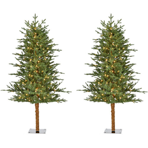 Fraser Hill Farm 5' Green Alpine Christmas Tree - Warm White LED Lights Set