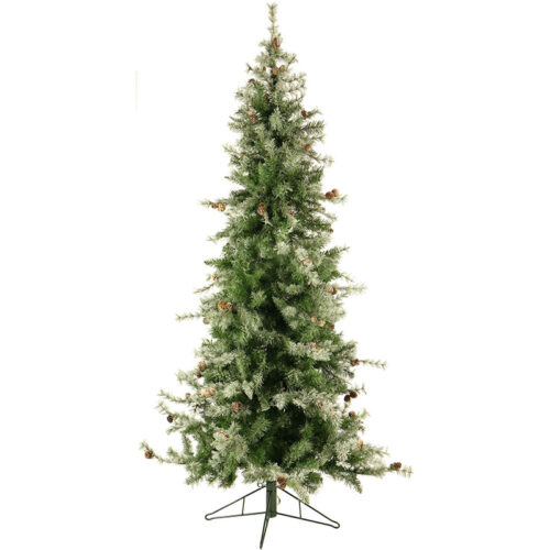 Fraser Hill Farm Snowy 6.5' Buffalo Fir Slim Christmas Tree with 8F Clear LED & EZ Connect