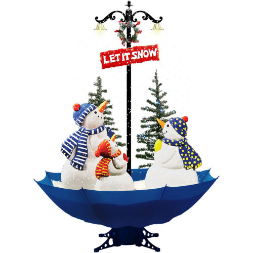 Fraser Hill Farm 67" Snow Tree with Snowmen, Wreath & Let It Snow Plaque