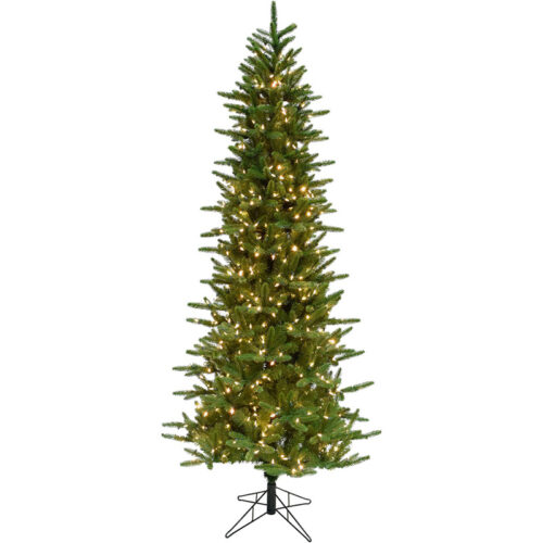 Fraser Hill Farm Green 7.5' Carmel Pine Christmas Tree - 8F Clear LED Light, EZ Connect