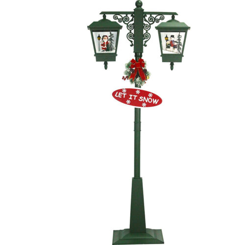 Fraser Hill Farm 74" Street Lamp with 1 Santa and 1 Snowman Lantern