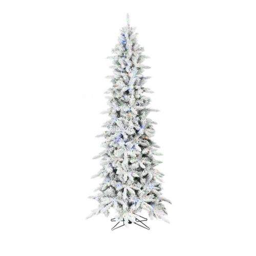 Fraser Hill Farm 9ft Slim Mountain Pine Christmas Tree with Multi-Colored LED Lights