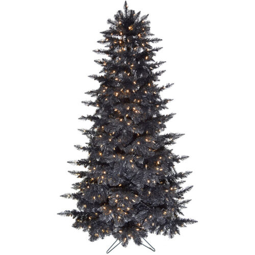 Fraser Hill Farm Black 6.5' PVC Festive Tree - LED Lights, EZ Connect