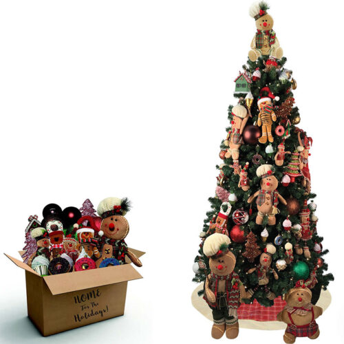 Fraser Hill Farm Canyon Pine Tree and Gingerbread Ornament Set