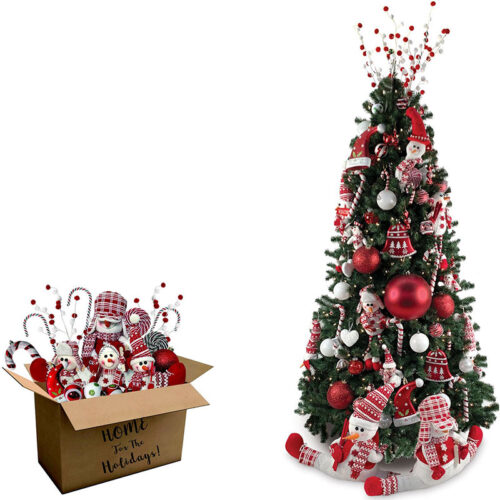 Fraser Hill Farm Carmel Pine Tree and Peppermint Ornament Set