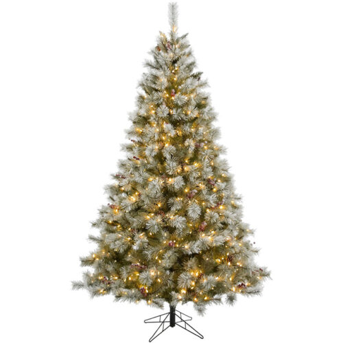 Fraser Hill Farm Green 6.5' Homestead Tree - Pinecones, Berries, Clear LED Light, EZ Connect