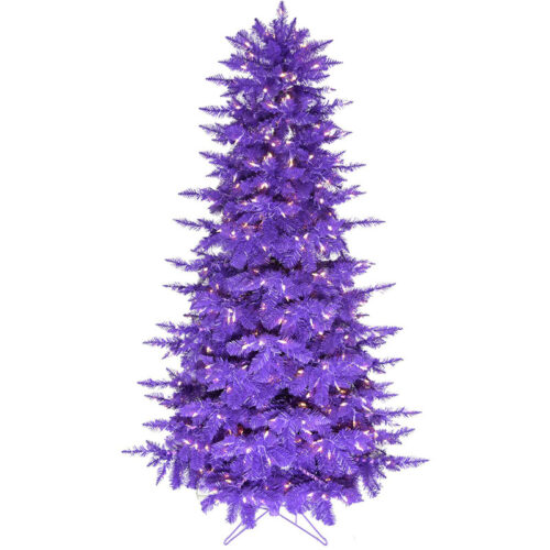 Fraser Hill Farm Purple 6.5' PVC Festive Tree - LED Lights, EZ Connect