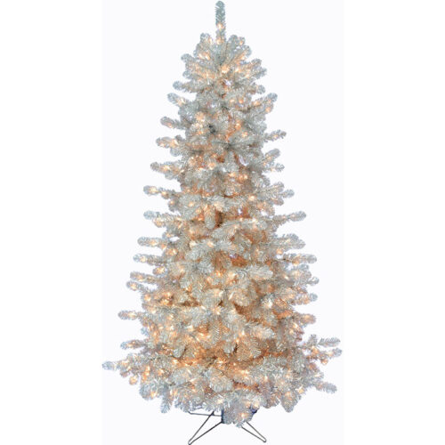 Fraser Hill Farm Silver 7' Festive Christmas Tree - Clear Lights