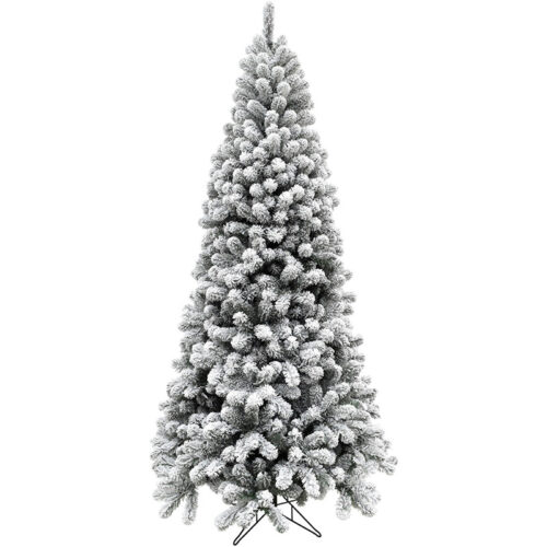 Fraser Hill Farm Snowy 7.5' Alaskan Flocked Christmas Tree without Lights