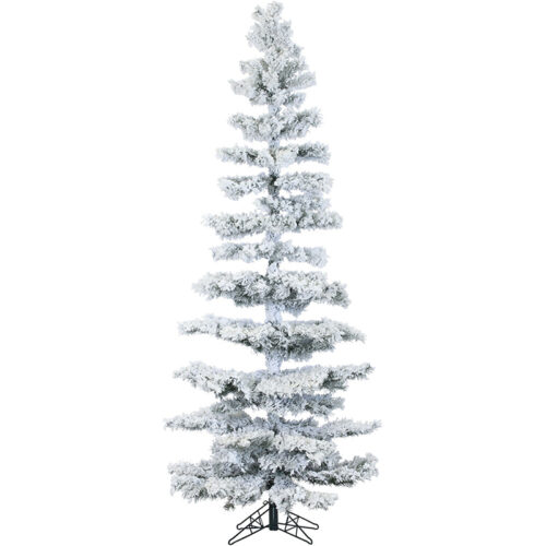 Fraser Hill Farm Snowy 7.5' Hillside Slim Snow Tree - Clear Smart Lights