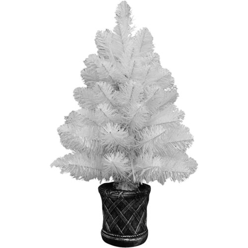 Fraser Hill Farm White 2' Potted Tree - 16 Function LED Fiber Optic Dancing Light Show
