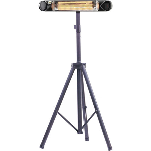 Hanover 35.4" Black Carbon Lamp with Remote Control and Tripod Stand
