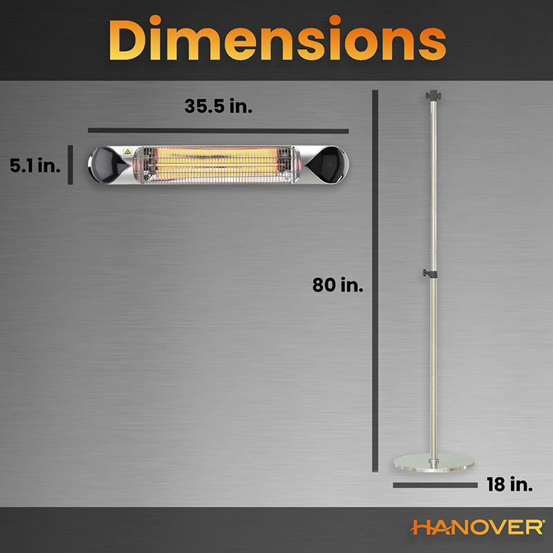 Hanover 35.4" Silver Carbon Lamp with Remote Control and Pole Stand