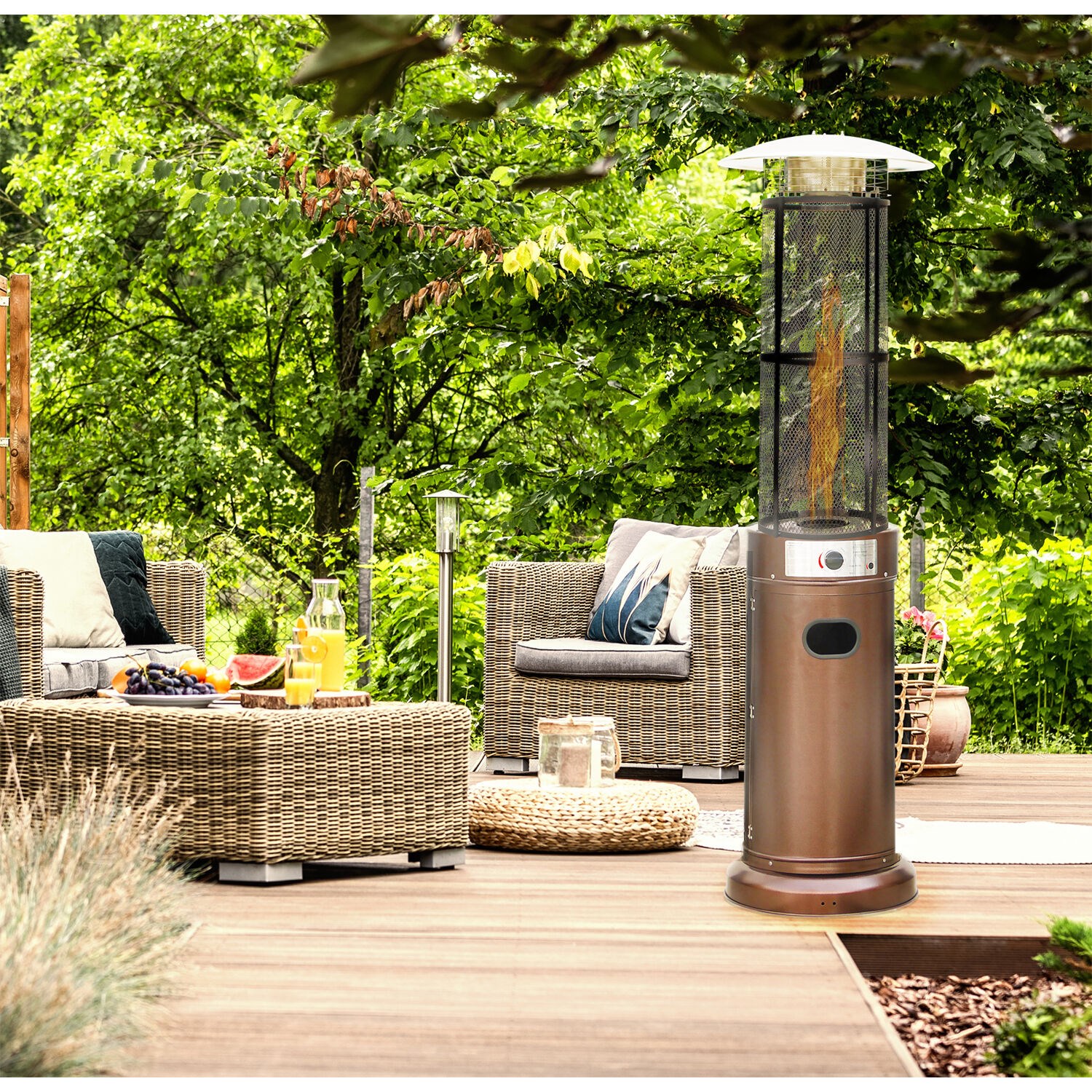 Hanover 6ft Tall 34,000 BTU Cylinder Flame Glass Propane Patio Heater