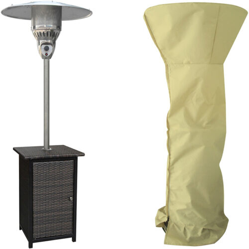 Hanover 7ft Tall 48,000 BTU Bronze Square Wicker Propane Patio Heater with Cover Combo