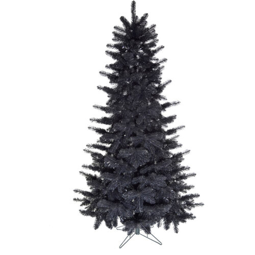 Haunted Hill Farm Black 7' Spooky Tinsel Tree without Lights