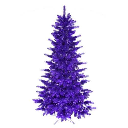 Haunted Hill Farm Purple 5' Spooky Tinsel Tree - No Lights