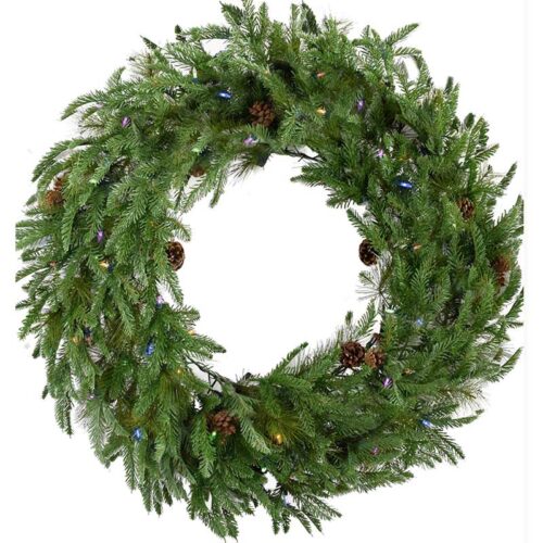 Christmas Time 36" Traditional Pine Christmas Wreath - Multi-colored LED Lights