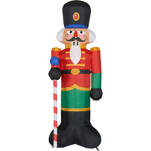 Fraser Hill Farm 10' Inflatable Traditional Nutcracker with White LED Lights