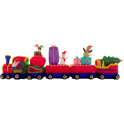 Fraser Hill Farm 21' Inflatable Christmas Train with Chasing LED Train Tracks