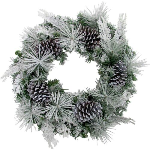 Fraser Hill Farm 24" Mixed Pine Snowy Christmas Wreath