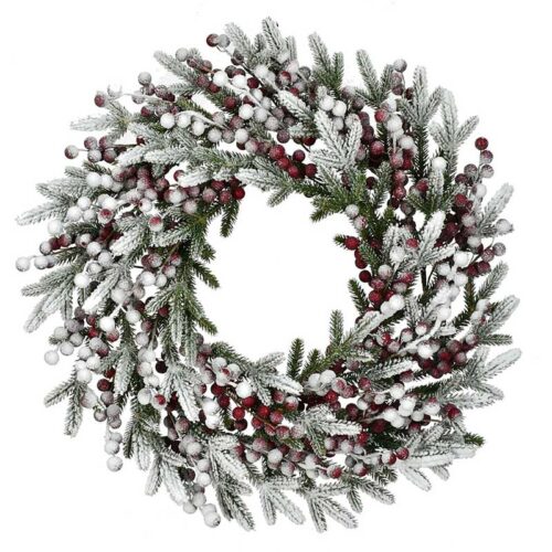 Fraser Hill Farm 25" Flocked Pine Christmas Wreath