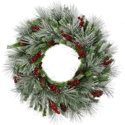 Fraser Hill Farm 25" Lightly Flocked Pine Christmas Wreath