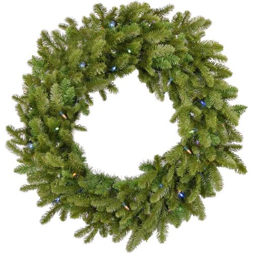 Fraser Hill Farm 36" Grandland Christmas Wreath with Multi-colored LED Lights