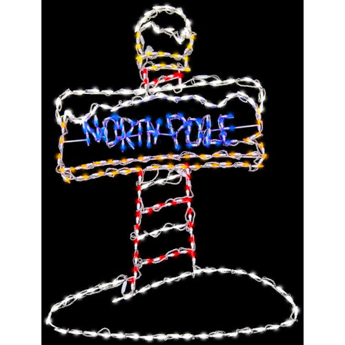 Fraser Hill Farm 48" North Pole Sign Post Multi-colored LED Lights