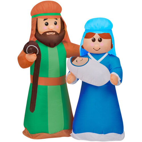 Fraser Hill Farm 6' Inflatable Holy Family of Baby Jesus, Mary Joseph - LED Lights