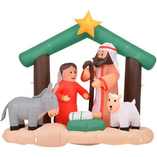 Fraser Hill Farm 7' Inflatable Nativity Scene with White LED Lights