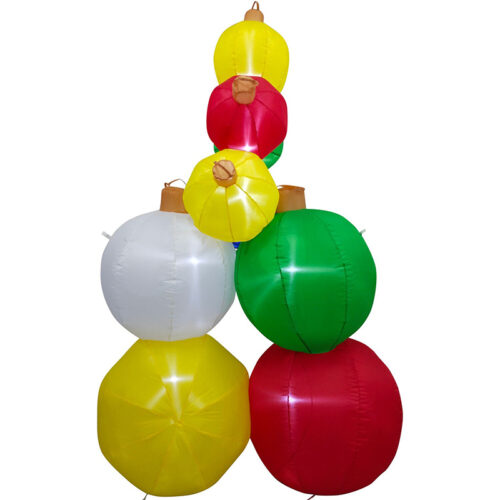 Fraser Hill Farm 8' Inflatable Ornament Balls with White LED Lights