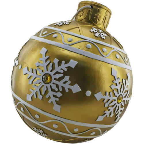 Christmas Time 18" Resin Oversized Golden Christmas Ornament with LED Lights