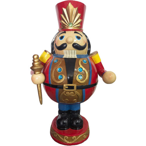 Christmas Time 36" Resin Golden Nutcracker Holding Staff with LED Lights