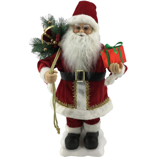 Fraser Hill Farm 24" Animated Musical Santa Holding Giftbag