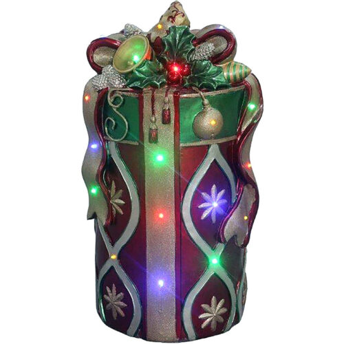 Fraser Hill Farm 26" Round Gift Box with Multi-colored LED Lights