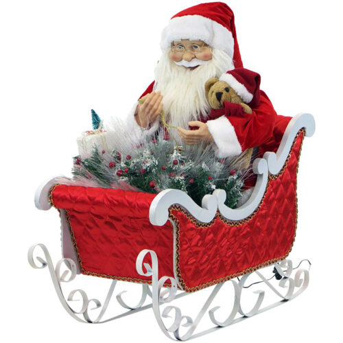 Fraser Hill Farm 28" Sitting Santa Holding Teddy Bear