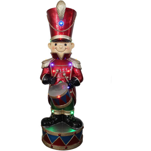 Fraser Hill Farm 35.5" Drumming Toy Soldier with Multi-colored LED Lights