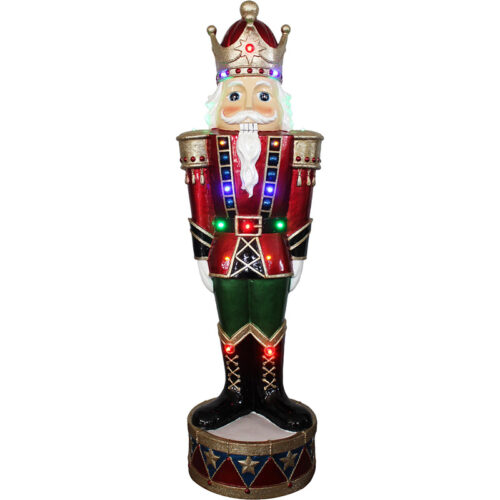 Fraser Hill Farm 36.5" Resin Nutcracker with Multi-colored LED Lights