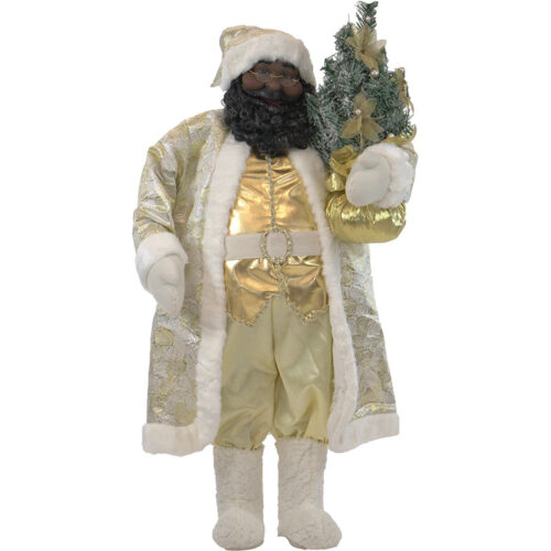 Fraser Hill Farm 36" African American Santa Holding Christmas Tree