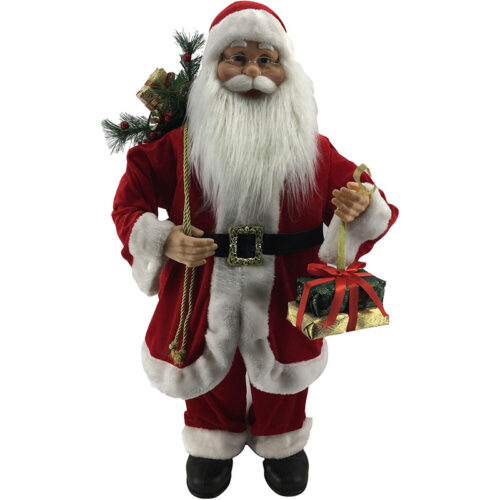 Fraser Hill Farm 36" Animated Musical Santa Holding Gift Bag and Gifts