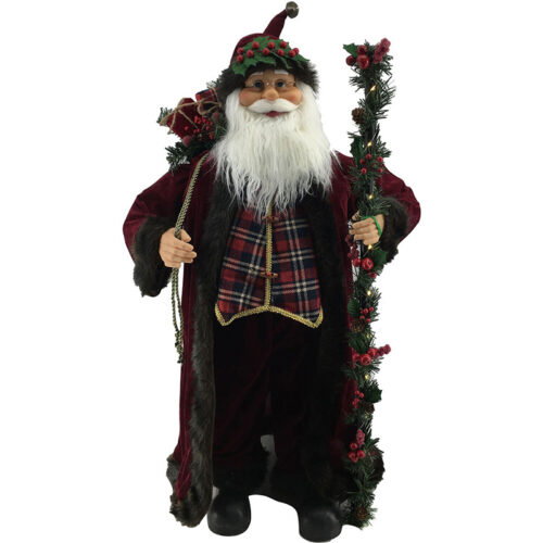 Fraser Hill Farm 36" Animated Musical Woodland Santa Holding Lighted Walking Stick