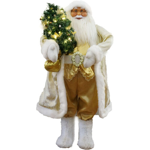 Fraser Hill Farm 36" Musical Santa holding Christmas Tree with Warm White LED Lights