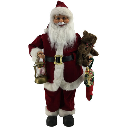 Fraser Hill Farm 36" Santa Animated Musical Holding Lantern and Teddy Bear