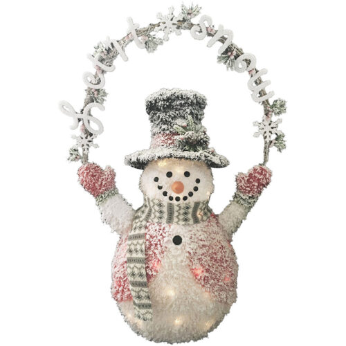 Fraser Hill Farm 43" White Tinsel Pre-Lit Snowman